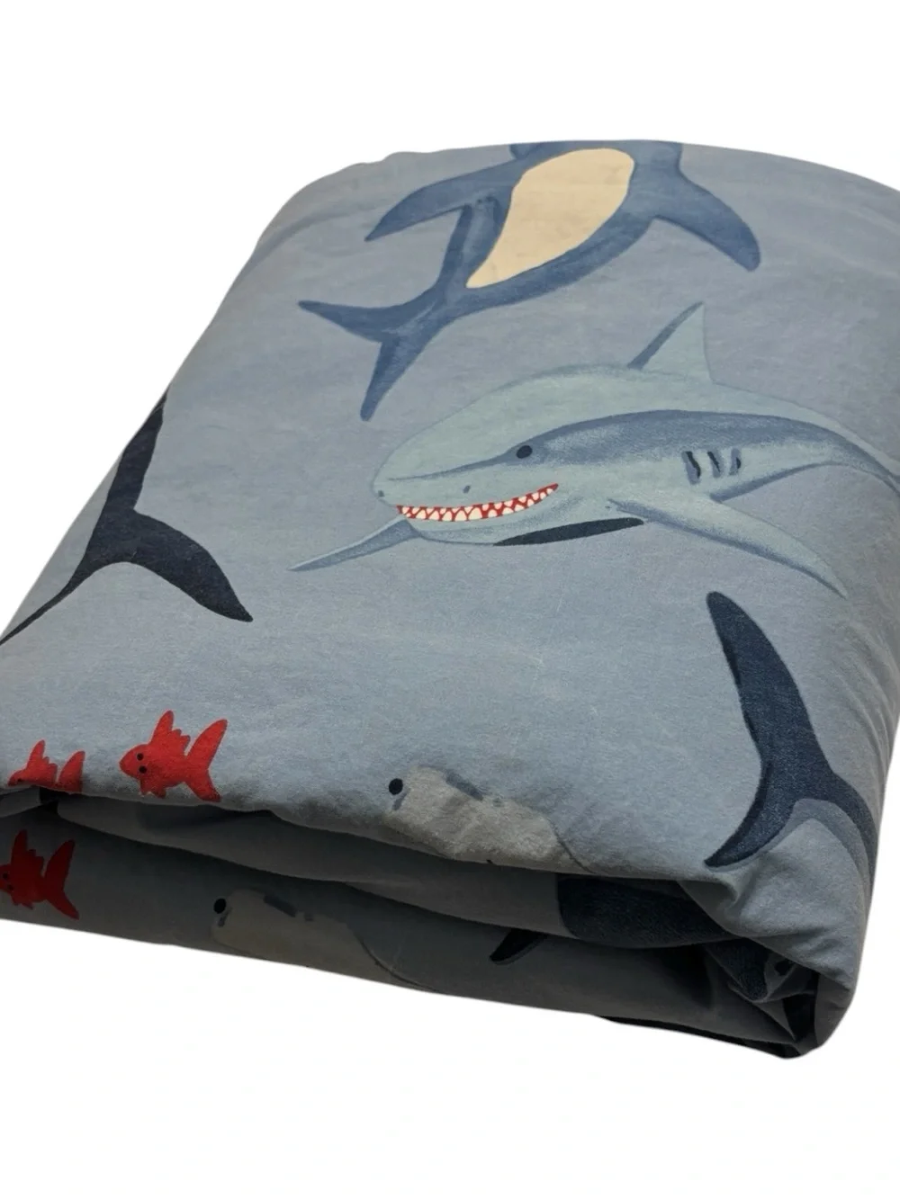 Pottery Barn Kids Shark Bite Duvet Cover Queen Full Light Blue Ocean School Fish